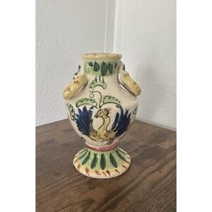 Vintage Handles Ceramic Vase JAPAN Phoenix Bird Asian 5inch